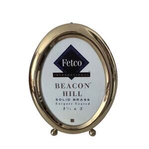 Fetco Beacon Hill Solid Brass Oval Picture Frame – 3.5” x 5” Lacquer Coated